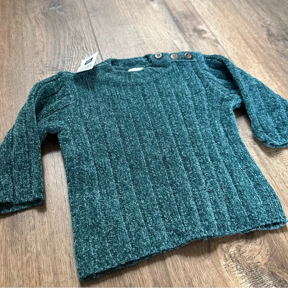 NWT! Baby Gap Infant Girl’s Sweater, Dark‎ Green, Buttons, S/M 3-12m